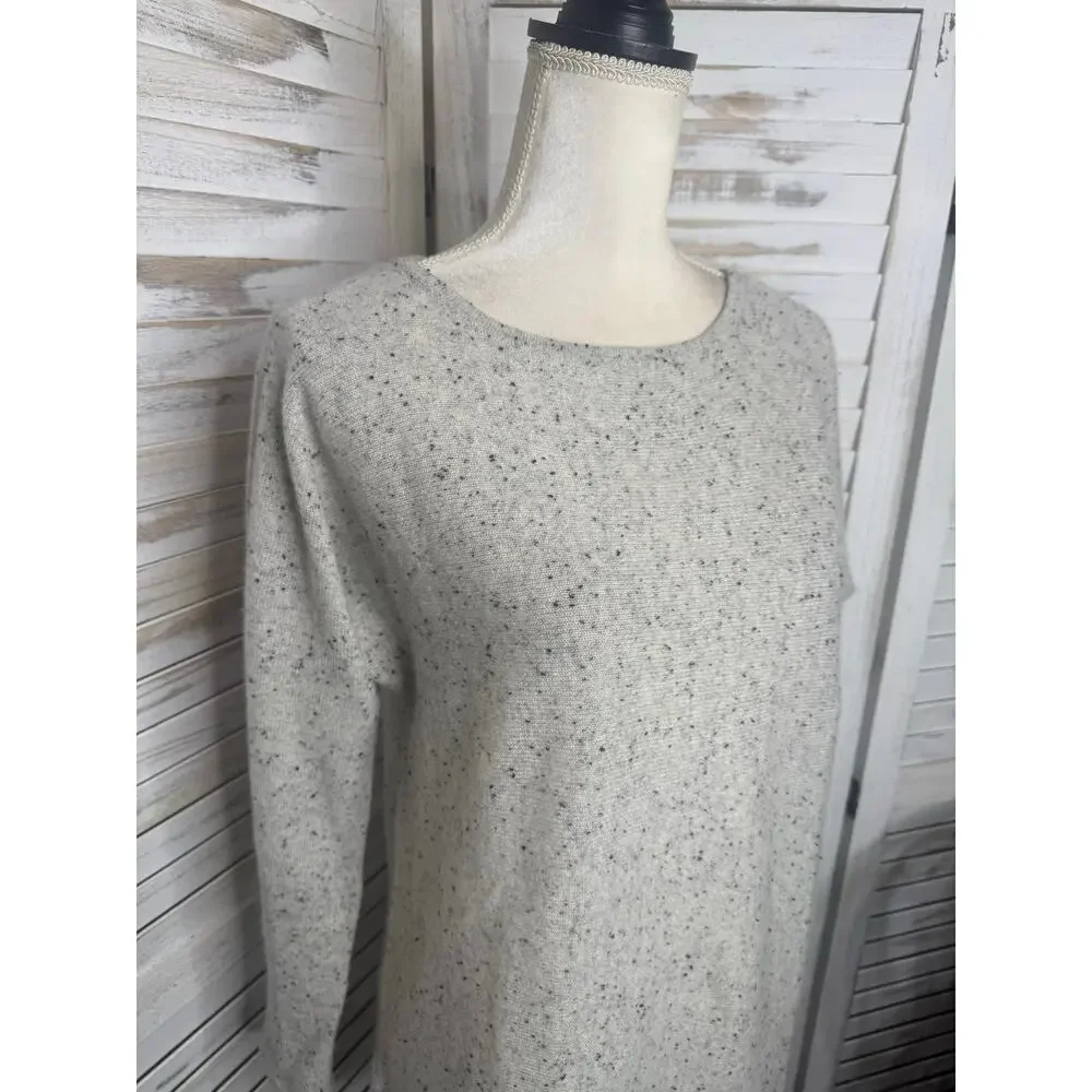 CHARTER CLUB LUXURY CASHMERE Womens M 100% Cashmere Sweater Beige Speckled Black